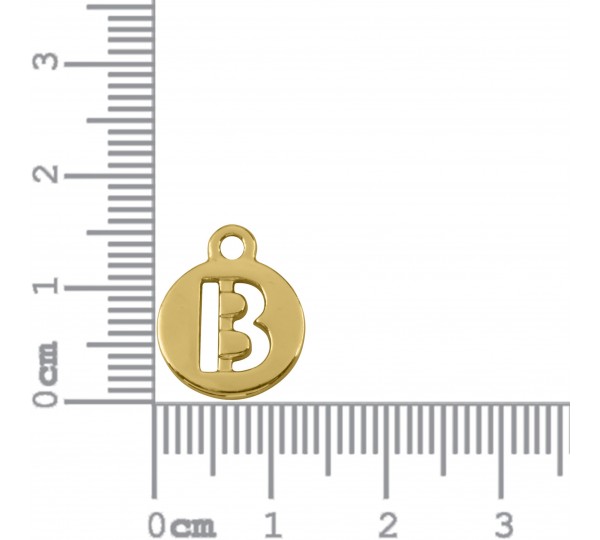 Pingente Letra B Ouro 16mm