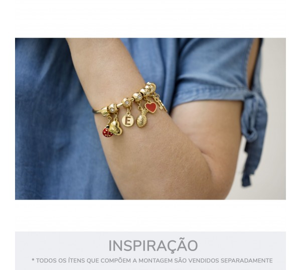 Pingente Letra E Ouro 16mm