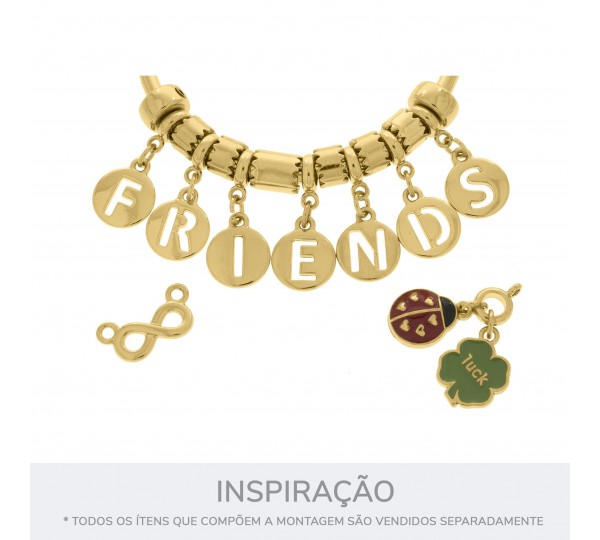 Pingente Letra F Ouro 16mm