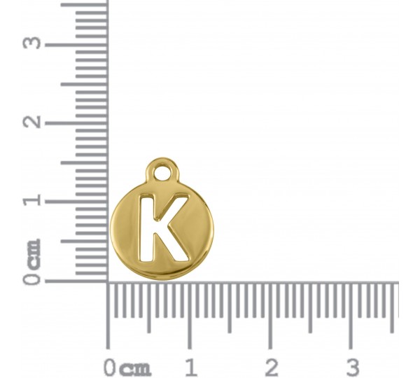 Pingente Letra K Ouro 16mm