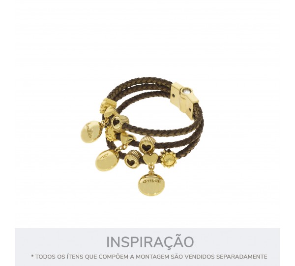 Berloque Coração Vazado Ouro 12mm