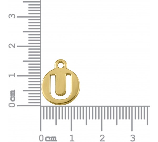Pingente Letra U Ouro 16mm