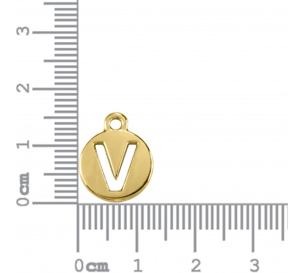 Pingente Letra V Ouro 16mm