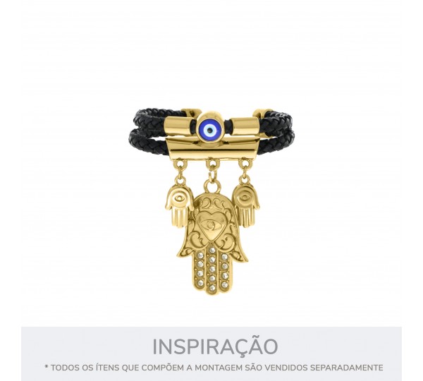 Berloque Redondo Olho Grego Ouro 11mm