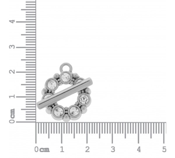 Fechamento Passador T Níquel com Strass 24mm