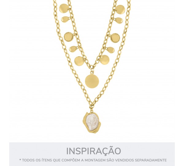 Pingente Orgânico com Curvatura Ouro 14mm