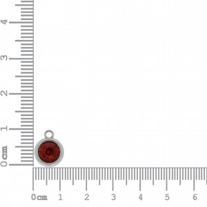 Pingente Ponto de Luz Níquel com Strass Vermelho 15mm