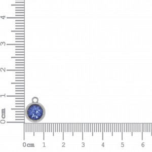Pingente Ponto de Luz Níquel com Strass Azul 15mm