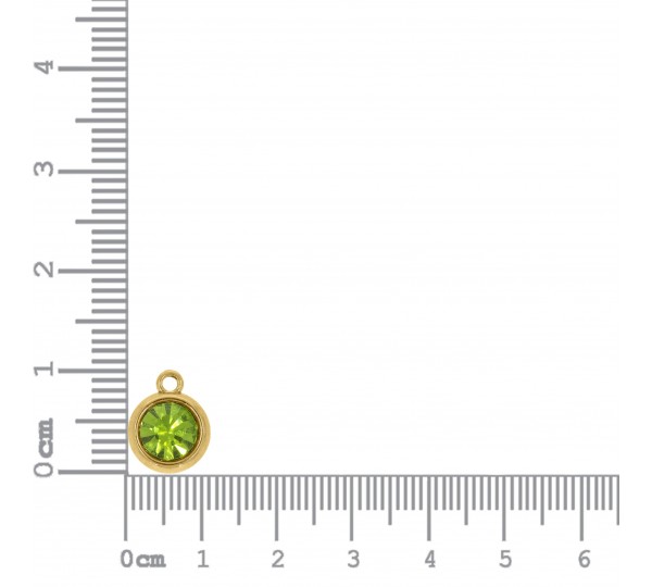 Pingente Ponto de Luz Ouro com Strass Verde 15mm