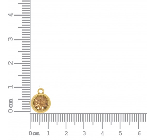 Pingente Ponto de Luz Ouro com Strass Dourado 15mm