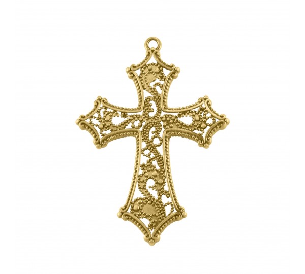 Pingente Cruz Arabescada Ouro 55mm