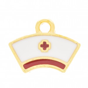 Pingente Chapéu de Enfermeira Ouro com Resina 15mm