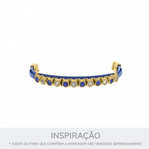 Passador Ouro com Strass Light Saphira 9mm