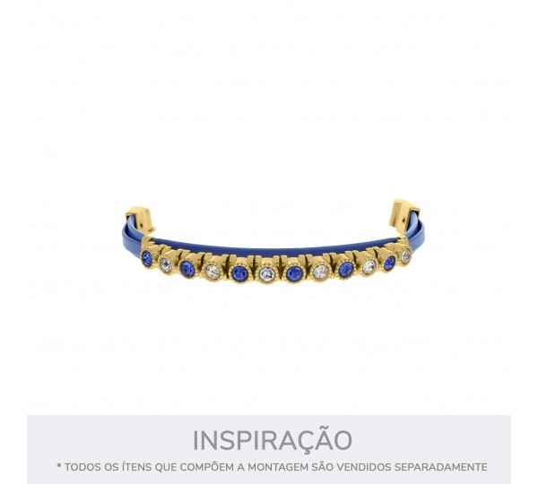 Passador Ouro com Strass Light Saphira 9mm