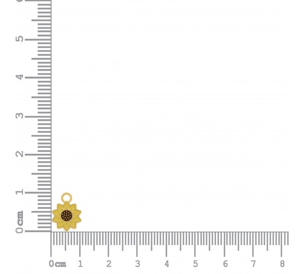 Pingente Girassol Ouro com Amarelo 15mm