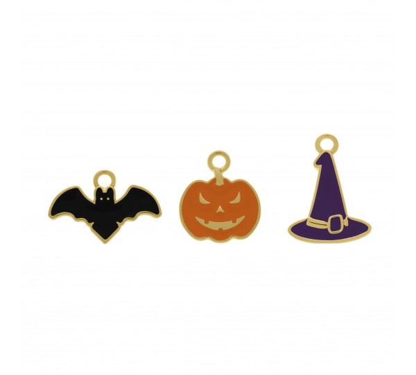 Conjunto de Pingentes Halloween Ouro