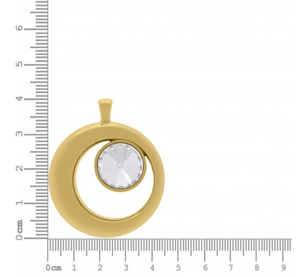 Pingente Redondo Ouro com Cristal 37mm