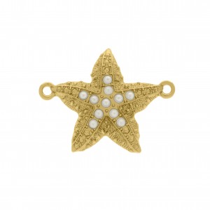 Pingente Estrela do Mar Ouro com Pérolas 29mm