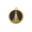 Pingente Nossa Senhora Aparecida Ouro com Resina Preta 34mm