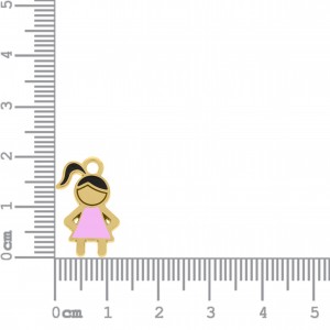 Pingente Menina Ouro com Rosa 18mm