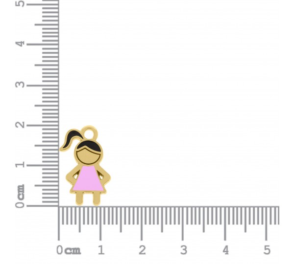 Pingente Menina Ouro com Rosa 18mm