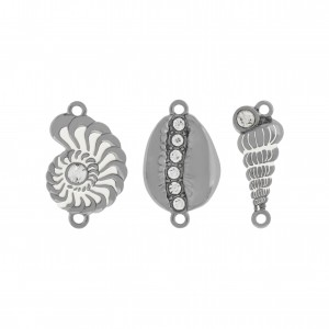 Conjunto Pingentes Conchas Níquel com Strass