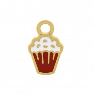 Pingente Cupcake Ouro com Resina Colorida 13mm
