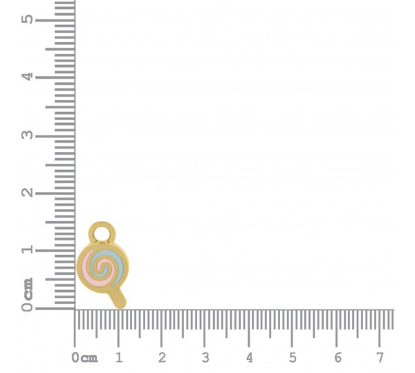 Pingente Pirulito Ouro com Resina 14mm