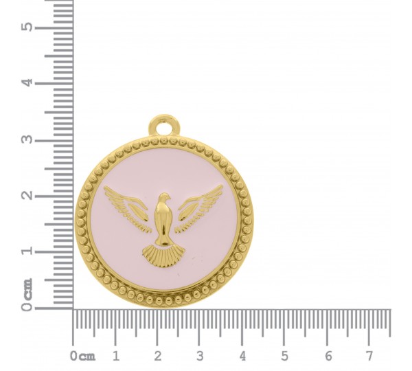 Pingente Pomba da Paz Ouro com Rosa 34mm