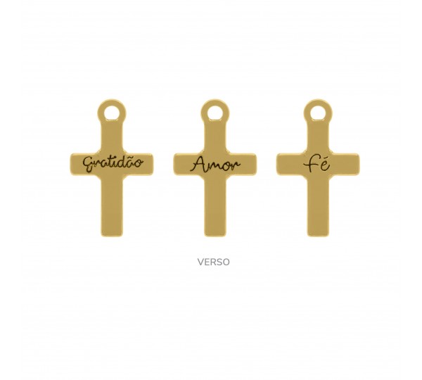 Conjunto Pingentes Cruz Ouro com Strass