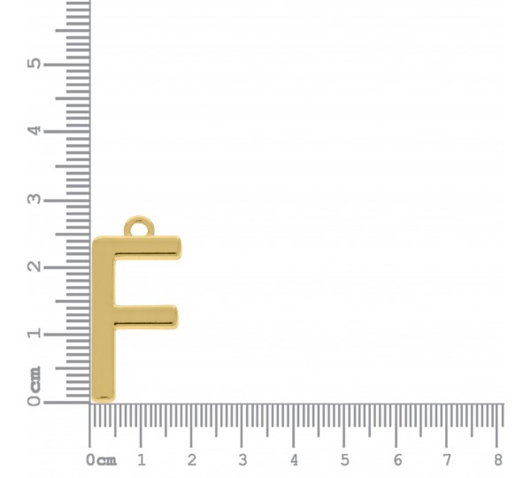 Pingente Letra F Ouro 28mm