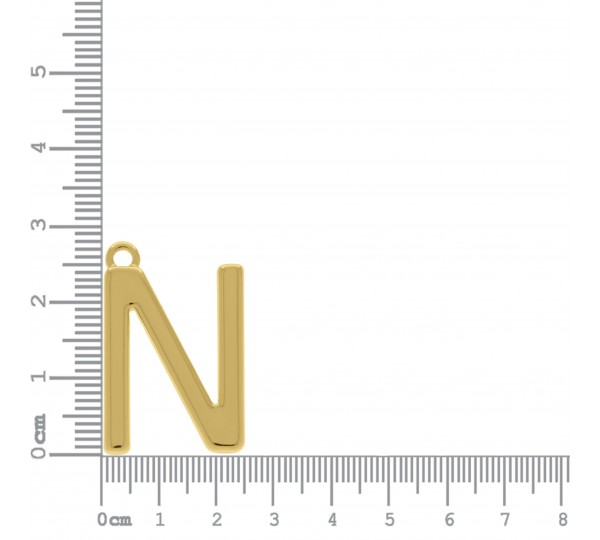 Pingente Letra N Ouro 28mm
