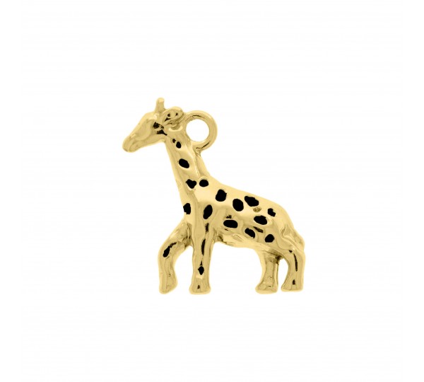 Pingente Girafa Ouro com Pintura Preta 23mm