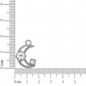 Pingente Lua Níquel com Strass Cristal 19mm