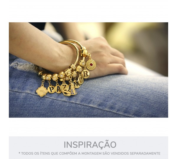 Pingente Ouro Letra M 16mm