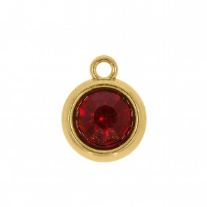 Pingente Ponto de Luz Ouro com Strass Vermelho 15mm