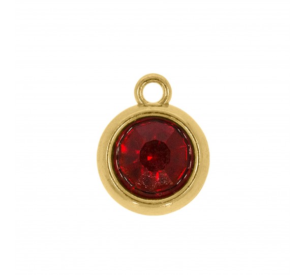 Pingente Ponto de Luz Ouro com Strass Vermelho 15mm