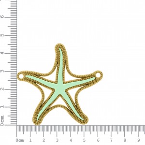 Pingente Estrela do Mar Ouro com Resina Verde Água 45 mm