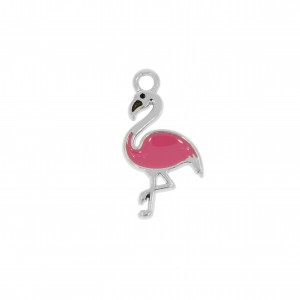 Pingente Flamingo Níquel com Pink 22mm