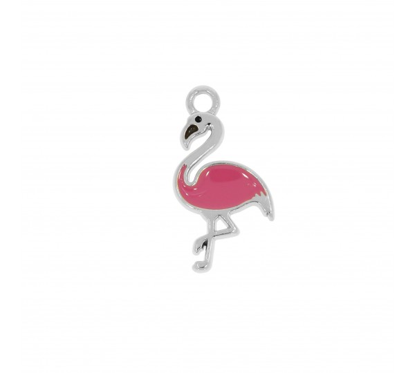 Pingente Flamingo Níquel com Pink 22mm