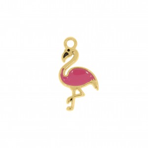 Pingente Flamingo Ouro com Pink 22mm