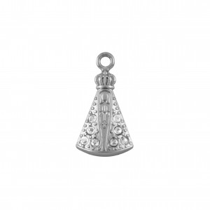 Pingente Nossa Senhora Níquel com Strass 22mm