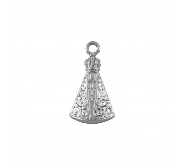 Pingente Nossa Senhora Níquel com Strass 22mm