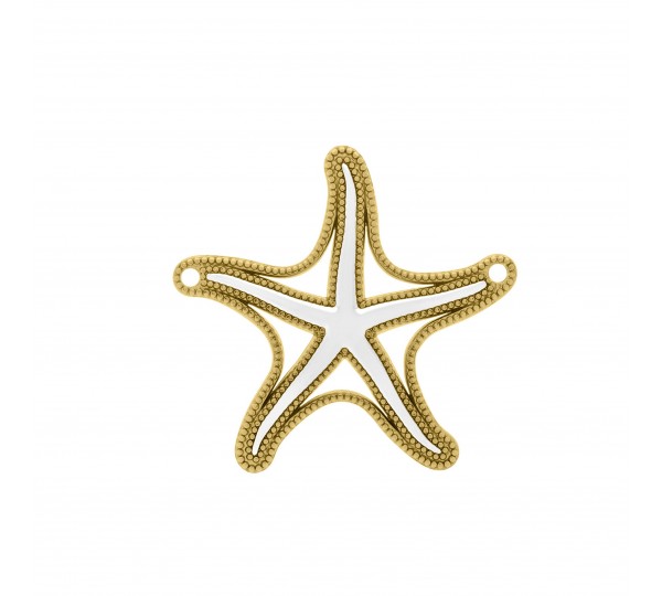 Pingente Estrela do Mar Ouro Com Branco 45mm
