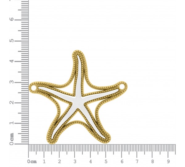 Pingente Estrela do Mar Ouro Com Branco 45mm