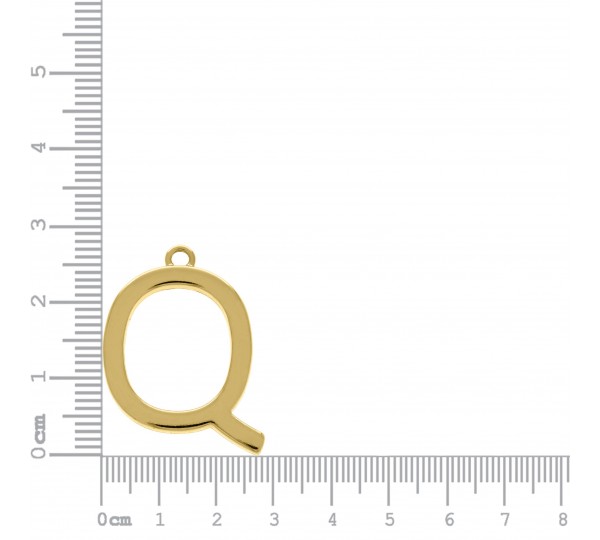 Pingente Letra Q Ouro 28mm