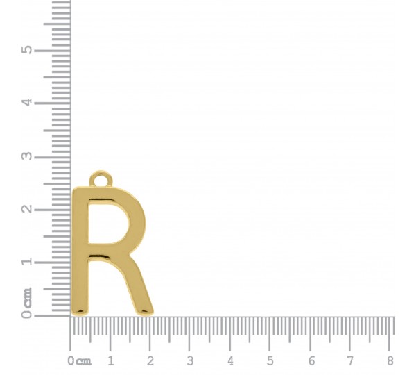 Pingente Letra R Ouro 28mm