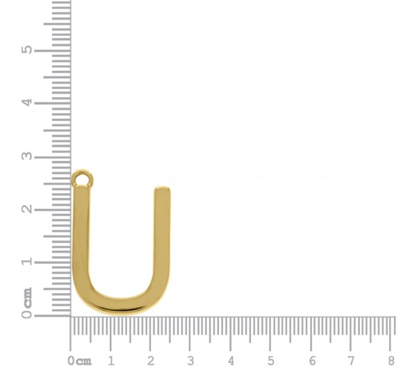 Pingente Letra U Ouro 28mm