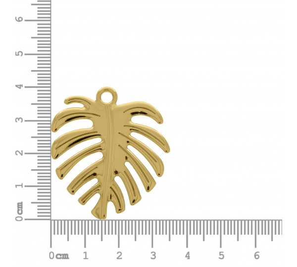 Pingente Folha Costela-de-Adão Ouro 42mm