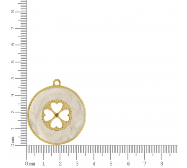 Medalha Trevo da Sorte Ouro com Pérola 39mm